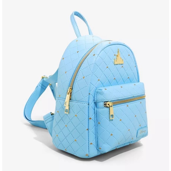 Loungefly Disney Castle Blue Quilted Mini Backpack NWT - Picture 3 of 9